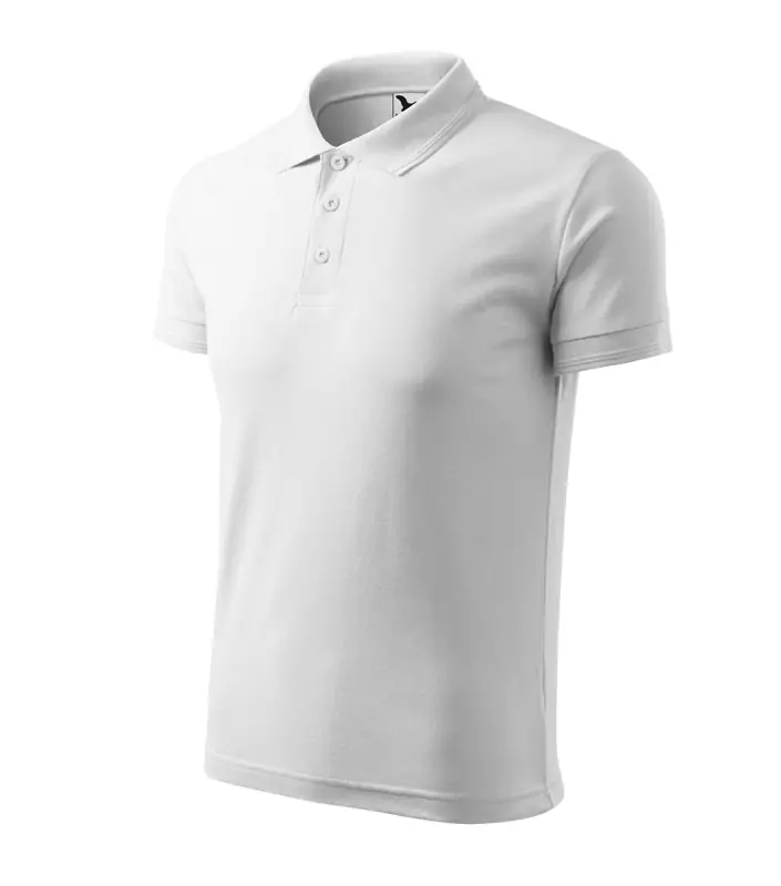 Férfi galléros pique póló, fehér, 200 g/m² – kép 3