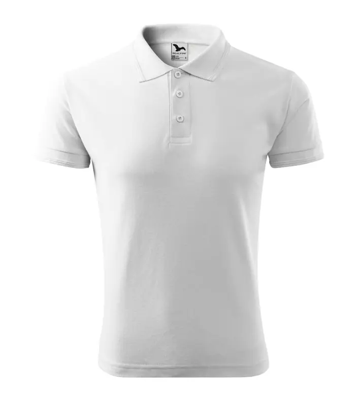 Férfi galléros pique póló, fehér, 200 g/m²