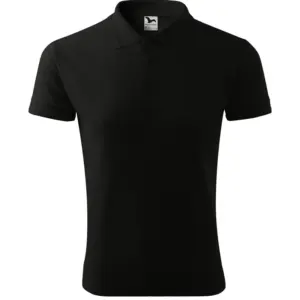 Férfi galléros pique póló, fekete, 200 g/m²