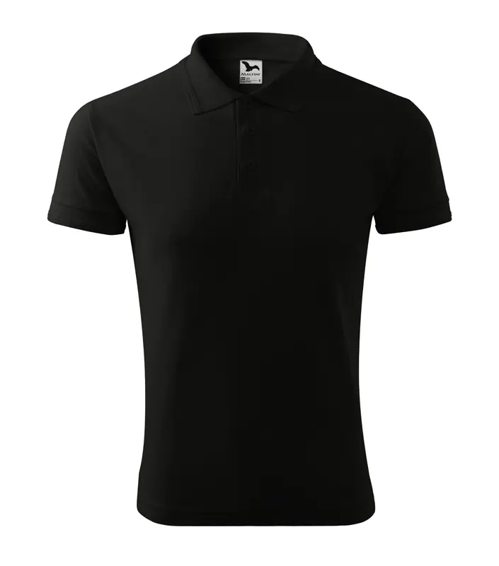 Férfi galléros pique póló, fekete, 200 g/m²