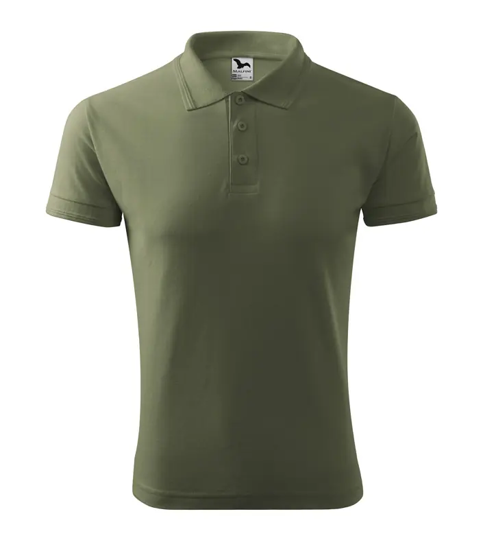 Férfi galléros pique póló, khaki, 200 g/m²