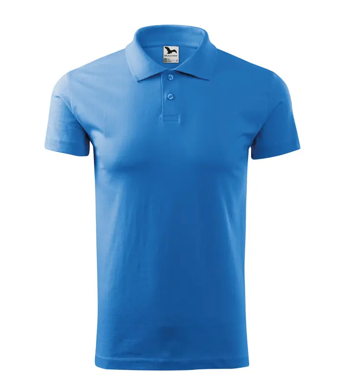 Férfi galléros póló, azúrkék, 180 g/m²