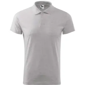 Férfi galléros póló, világosszürke melírozott, 180 g/m²