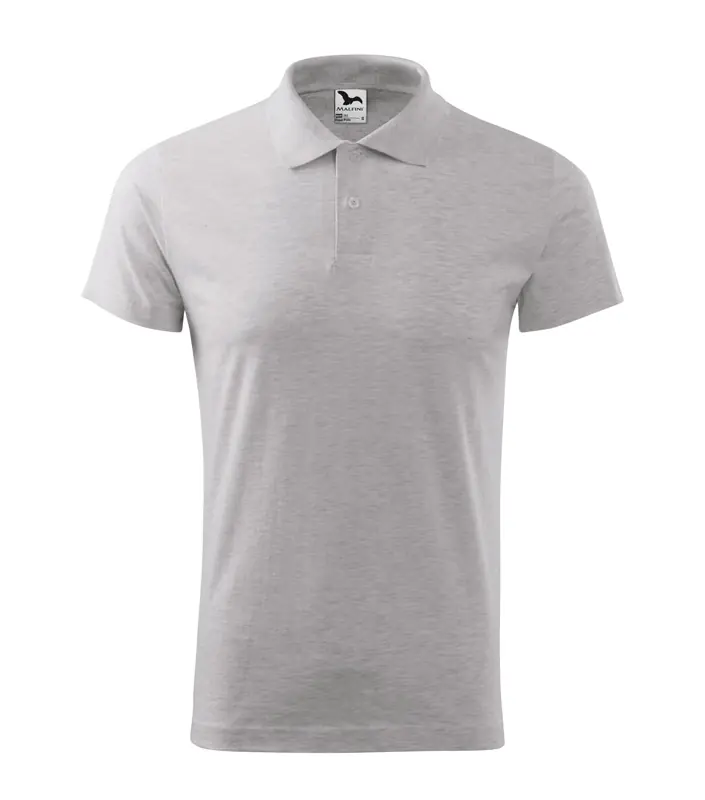 Férfi galléros póló, világosszürke melírozott, 180 g/m²