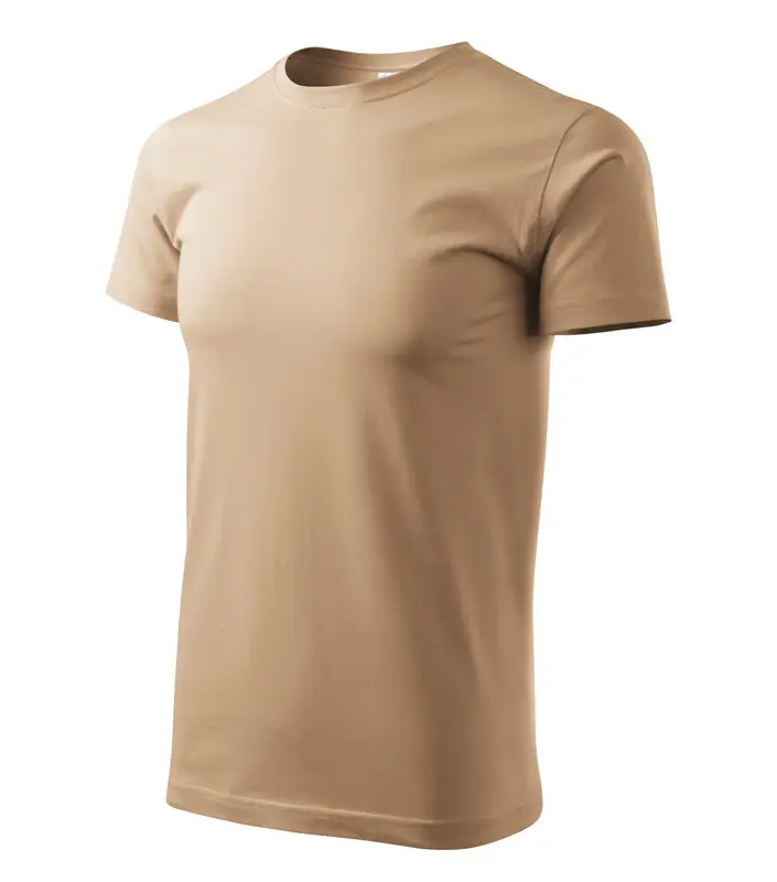 Férfi környakas póló, homok, 160 g/m² – kép 4