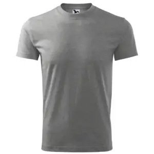 Férfi környakas póló, sötétszürke melírozott, 160 g/m²