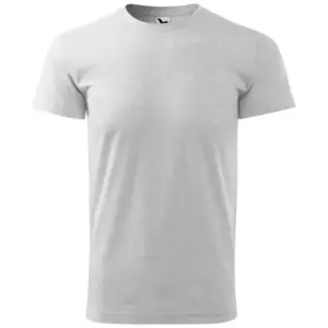Férfi környakas póló, világosszürke melírozott, 160 g/m²