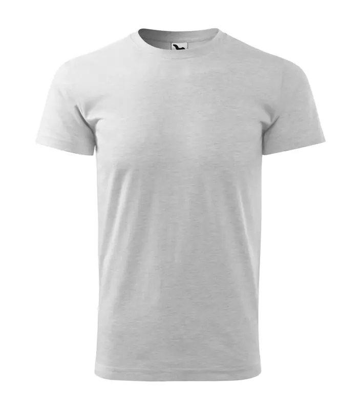Férfi környakas póló, világosszürke melírozott, 160 g/m²
