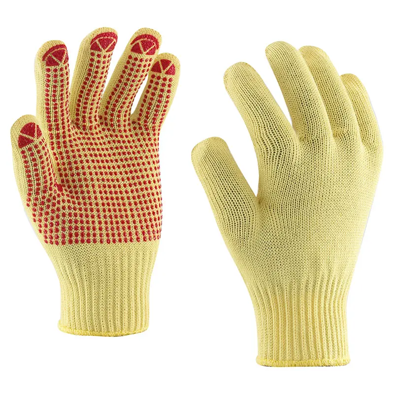Kétszálas kötött Kevlar® kesztyű, PVC pontozással